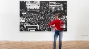 Joy Gerrard, Cross Gallery 1 With Visitor, Moving Spaces Exhibition