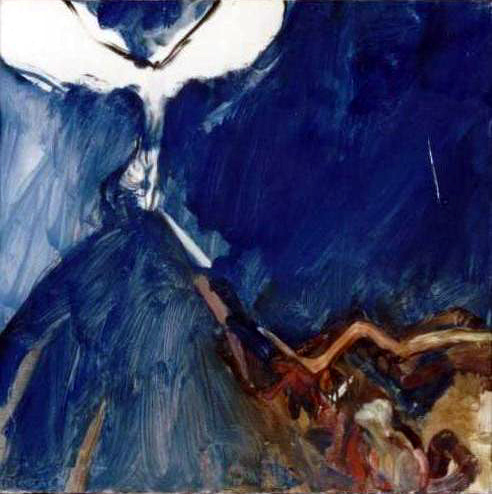 BarrieCooke, Dusk/Dawn: Sweeney alarmed (by the Elk), 1985, OilOnCanvas
