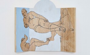 Samir Mahmood Triptych Temptation Ii 2022 Image Transfer And Acrylic On Wood Courtesy Of The Artist Photo Simon Mills