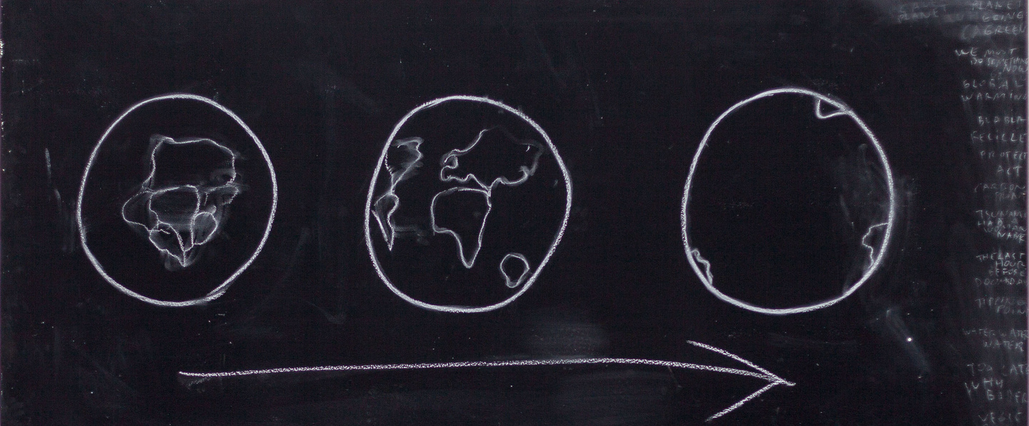 Dan Perjovschi Chalk Reality Ecology 2010 2011 Chalk On Blackboard 120 X 240Cm Courtesy Of Gregor Podnar Vienna And The Artist Jpg