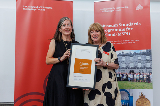 Fiona Kearney, Director, The Glucksman receives award from the Heritage Council