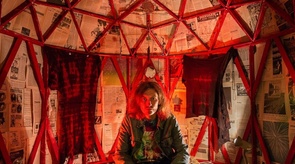 Portrait of artist Richard Proffitt in his installation May The Moon Rise And The Sun Set by photographer Jed Niezgoda