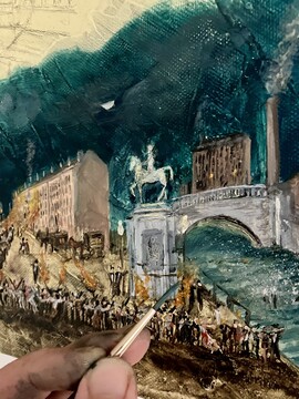 Claire Halpin, close up detail of Panorama Europe, 2024. Image courtesy of artist.